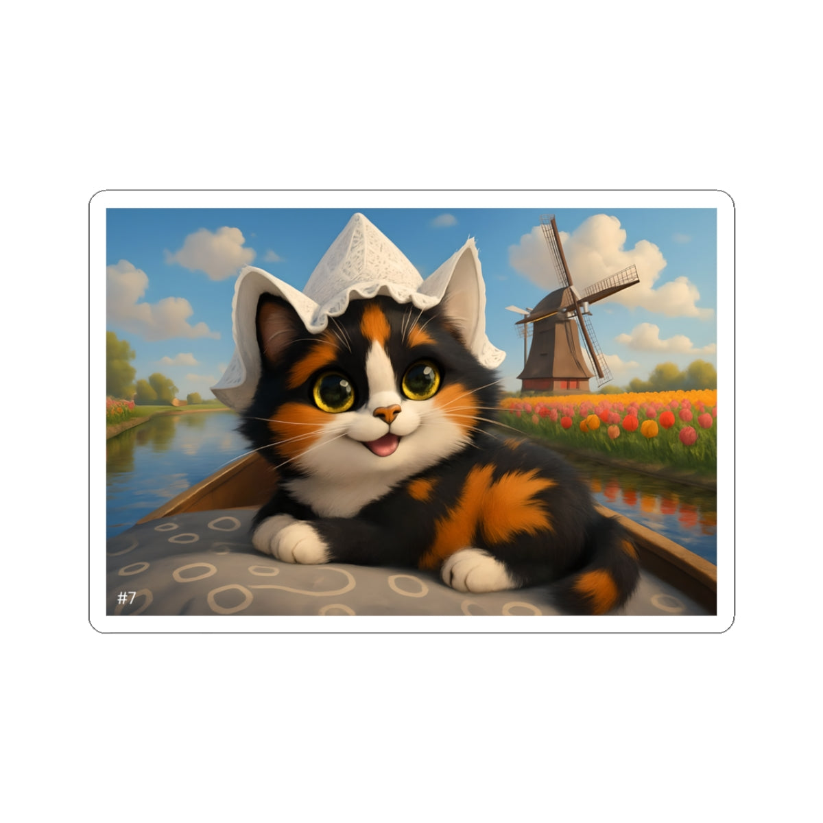 Gizmo's Netherlands Canal Cruise Adventures Kiss-Cut Sticker #7 | Pet Lover Decor | Laptop Décor | Gift for Cat Lovers | Stationery | Scrapbooking | Homeschooling | World Travel