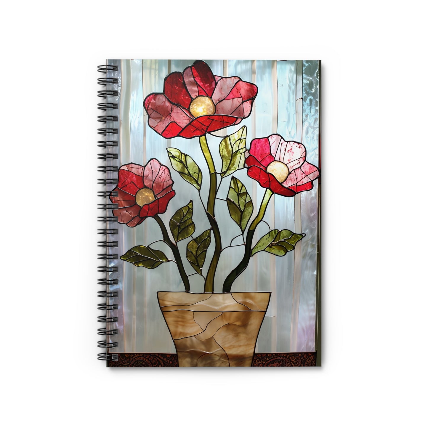 Stained Glass Flowers Spiral Notebook | Perfect for Journaling | Nature Lover | Gifts | Botanical Lovers | Adhd/Stress Relief