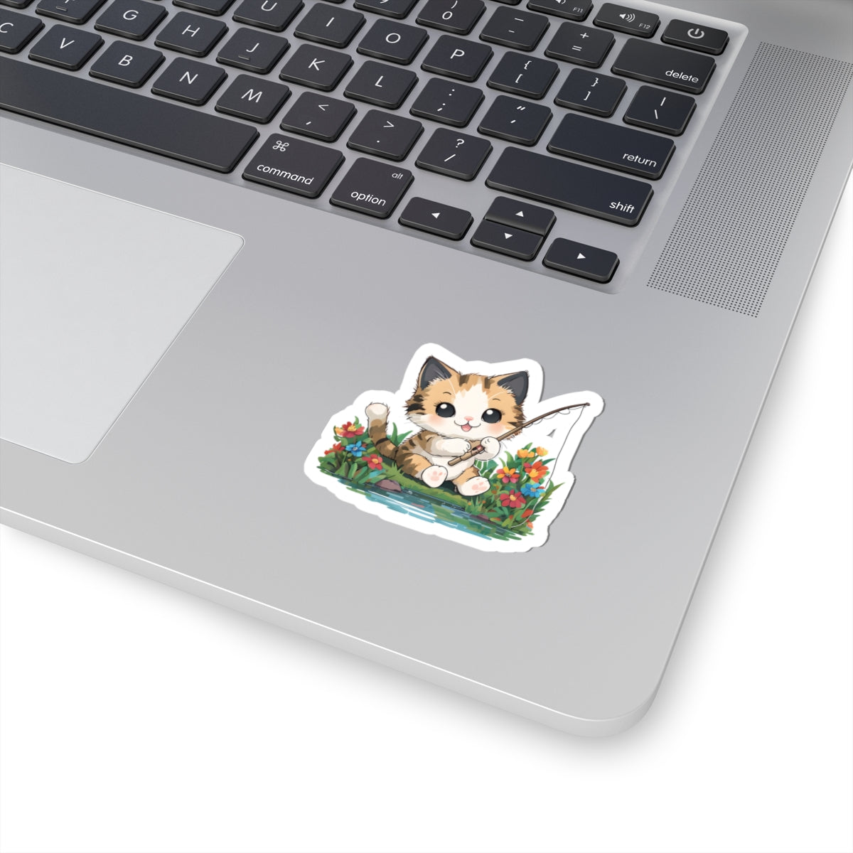 Cute Cat Fishing Kiss-Cut Sticker | Pet Lover Decor | Laptop Décor | Gift for Cat Lovers | Stationery | Scrapbooking | Homeschooling
