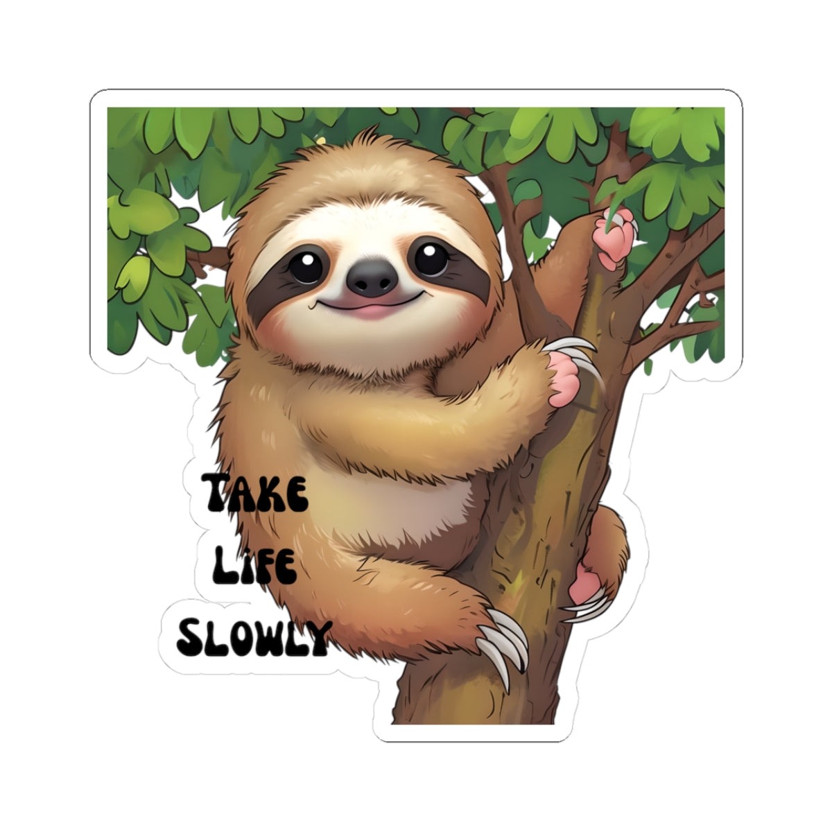 "Take Life Slowly" Sloth Kiss-Cut Sticker | Cute Motivational Animal Decal for Kids, Teachers & Homeschool Classrooms | Back-to-School Supplies