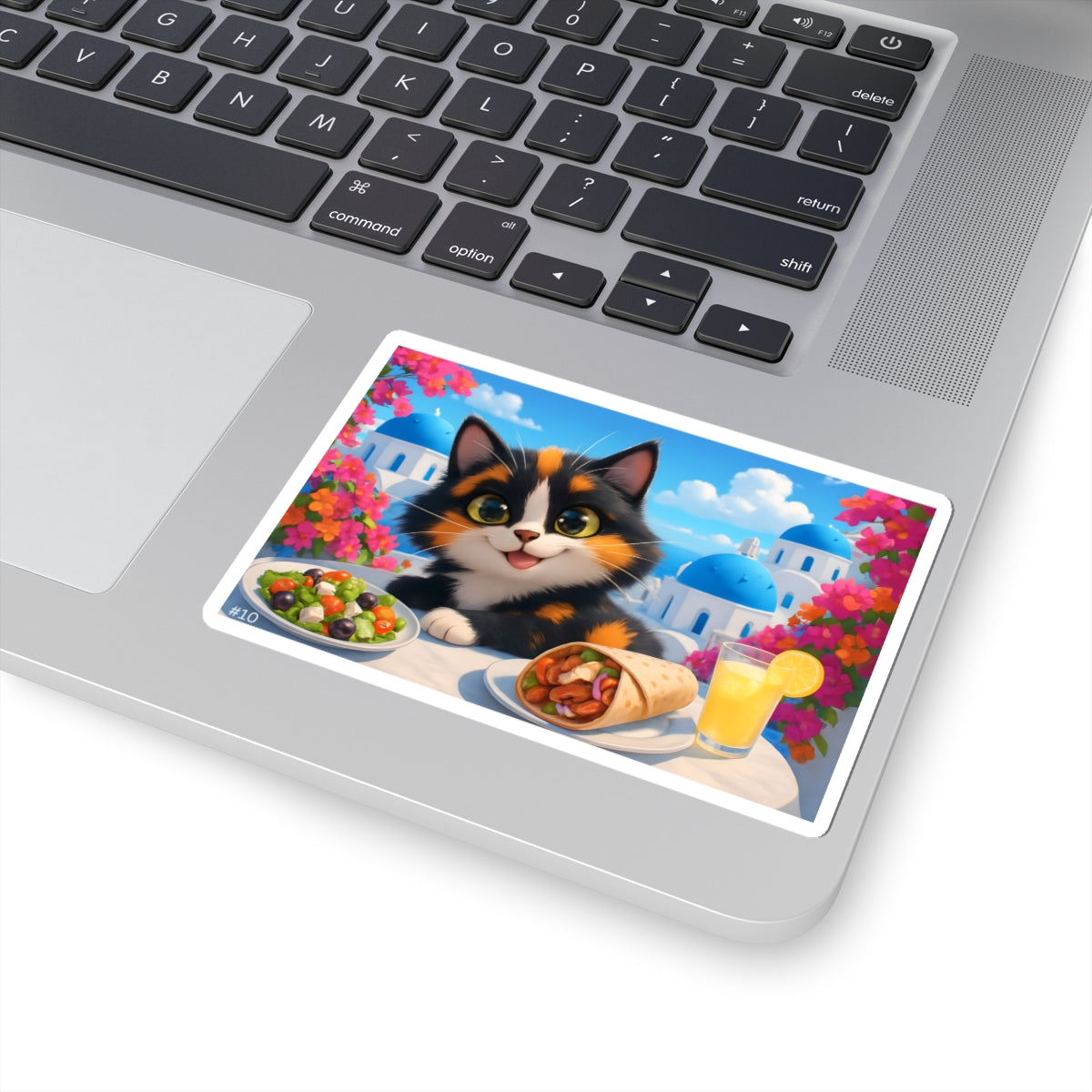 Gizmo's Santorini Greece Adventures Kiss-Cut Sticker #10 | Pet Lover Decor | Laptop Décor | Gift for Cat Lovers | Stationery | Scrapbooking | Homeschooling | World Travel