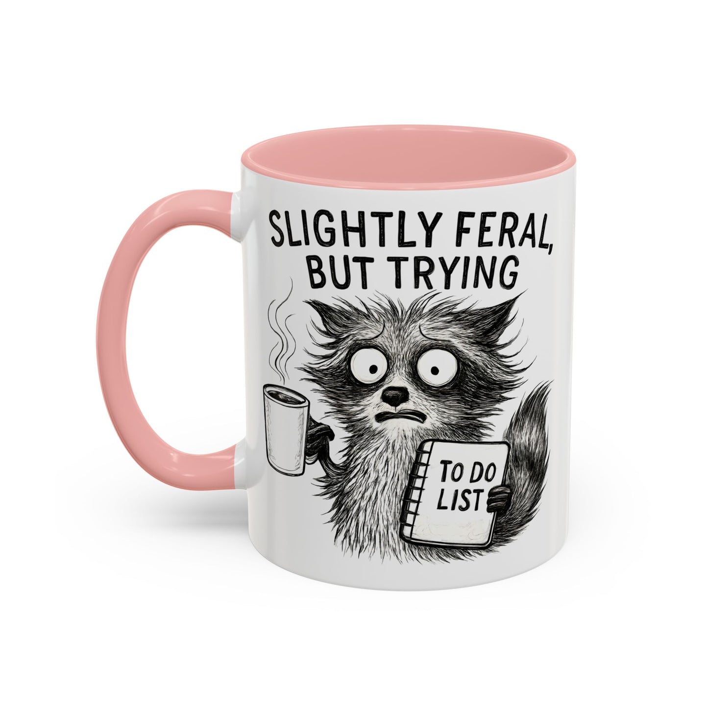 Slightly Feral Coffee Mug | Funny Cat Lover Gift | Unique Animal Mug | To-Do List Inspiration | Coffee Lover Present | Cute Kitchen Decor