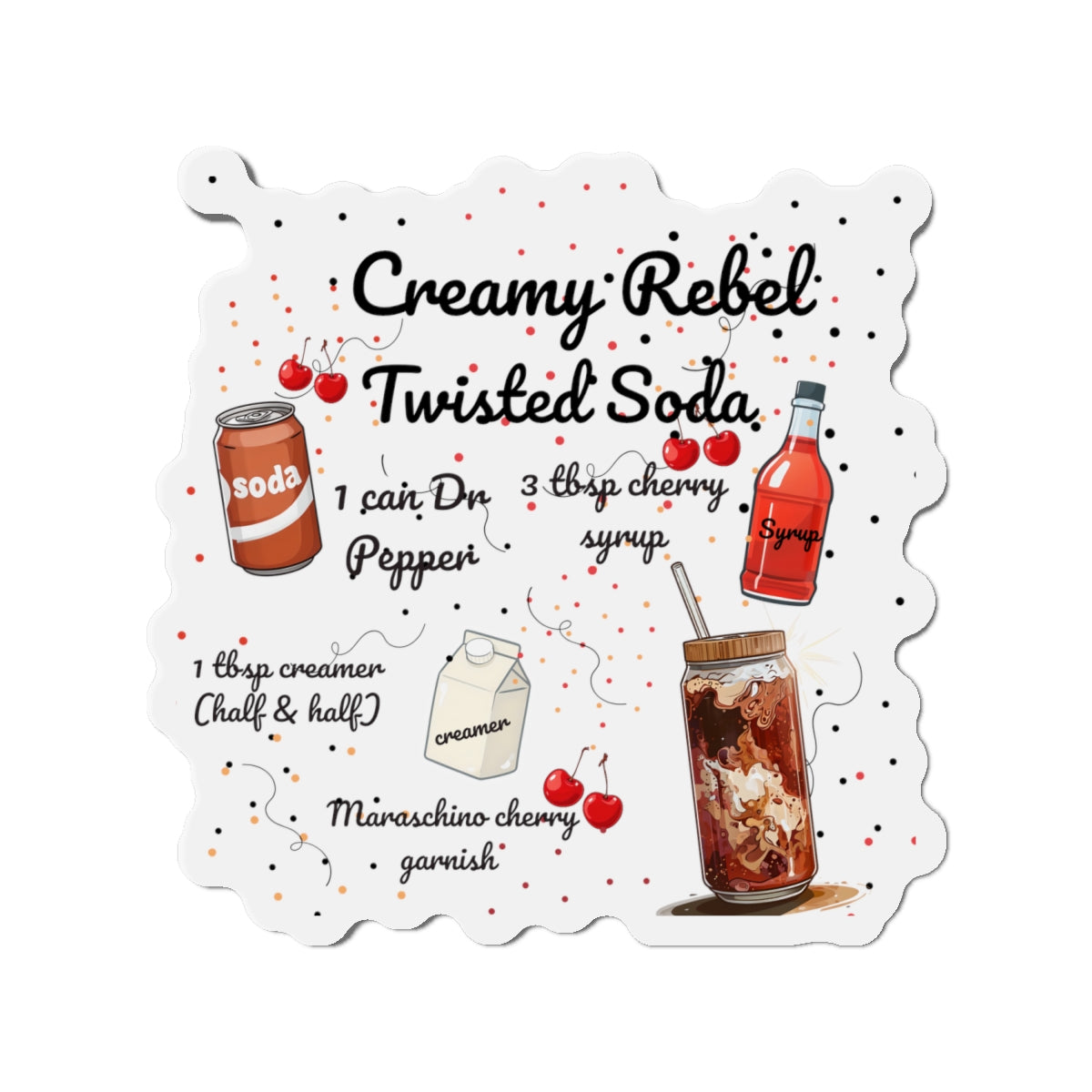 Creamy Rebel Twisted Soda Recipe Magnet | Fun Fridge Decor for Dirty Soda Lovers | Moms-On-The-Go | Dorm Accessory | Gen Z Must Have