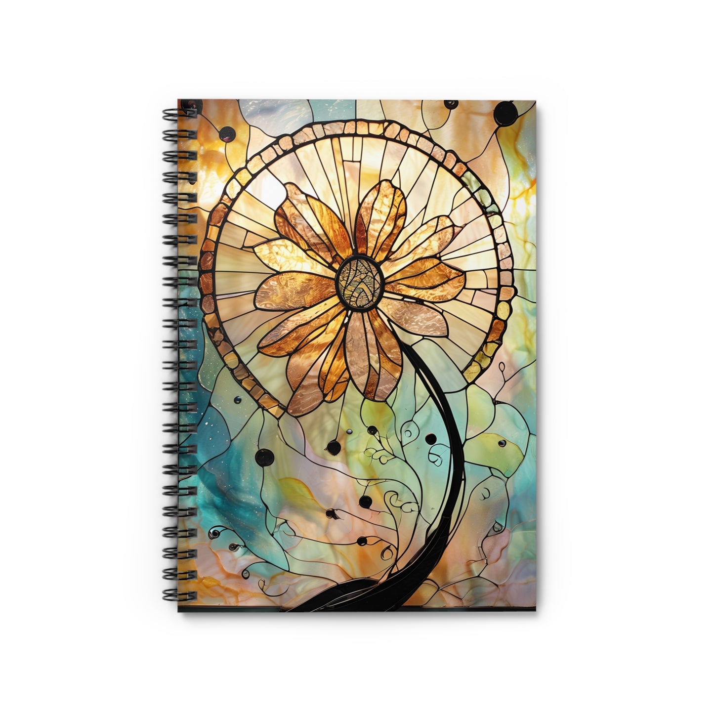 Stained Glass Sunflower Notebook | Artistic Flower Sketchbook for Brain Dump, Mental Wellness Journaling | Gifts |Back-to-School