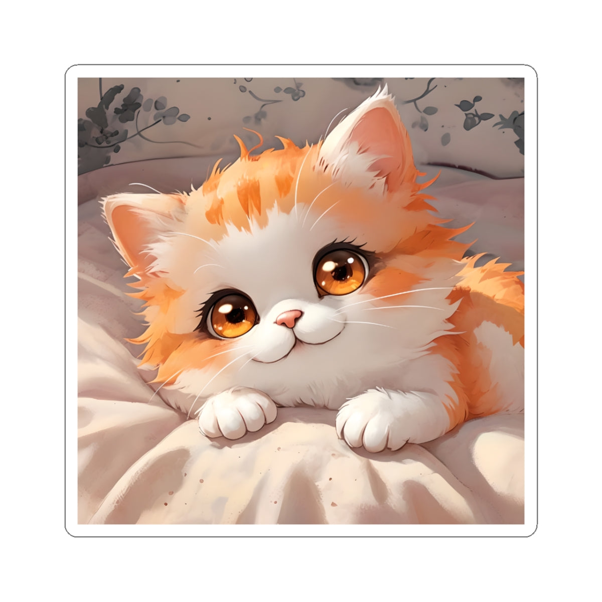 Precious the Tabby Cat Kawaii Kiss-Cut Stickers | Cute Pet Decor | Tumbler Sticker | Laptop and School Locker Accessories | Gift for Cat Lovers | Home Office | Scrapbooking