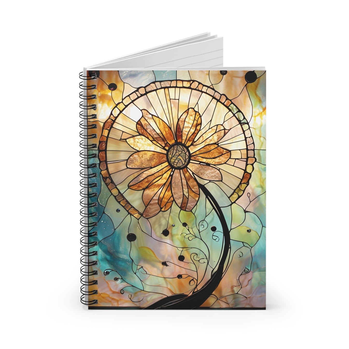 Stained Glass Sunflower Notebook | Artistic Flower Sketchbook for Brain Dump, Mental Wellness Journaling | Gifts |Back-to-School