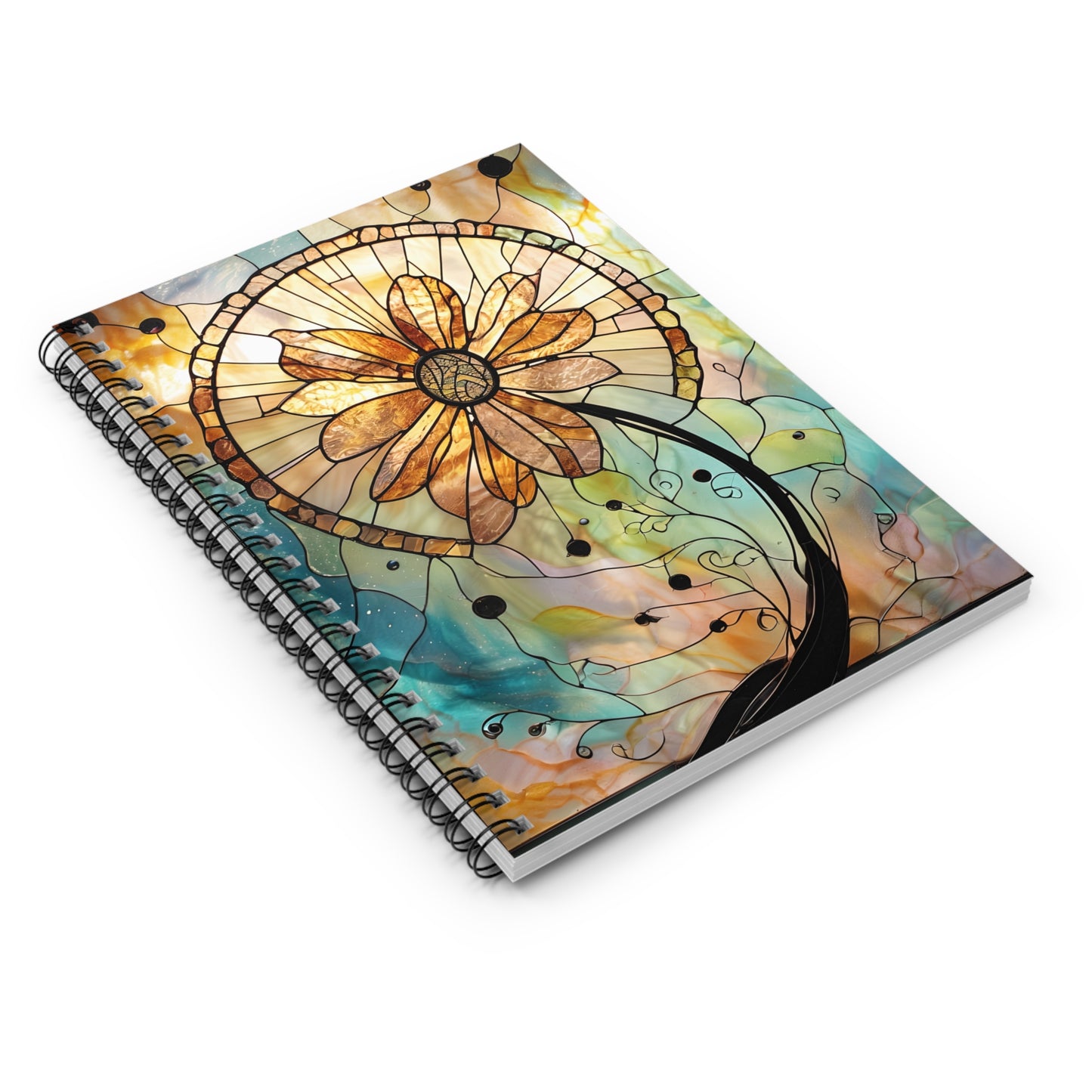 Stained Glass Sunflower Notebook | Artistic Flower Sketchbook for Brain Dump, Mental Wellness Journaling | Gifts |Back-to-School