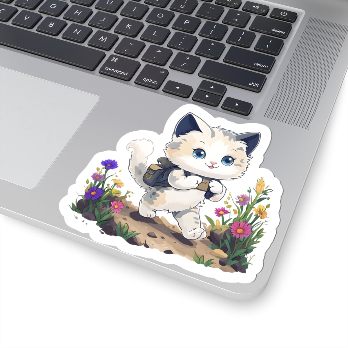 Cute Cat Hiking Kawaii Kiss-Cut Stickers | Gift for Cat Lovers | Potted Plants Decor | Laptop, Water Bottle, School Locker Stickers | Cute Animal Art | Scrapbooking | Homeschooling