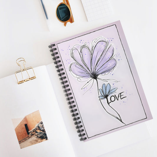 Floral Love Spiral Notebook | Ruled Lined Journal | Cute Stationery Gift | Flower Notebook | Writing Journal | ADHD/Stress Relief