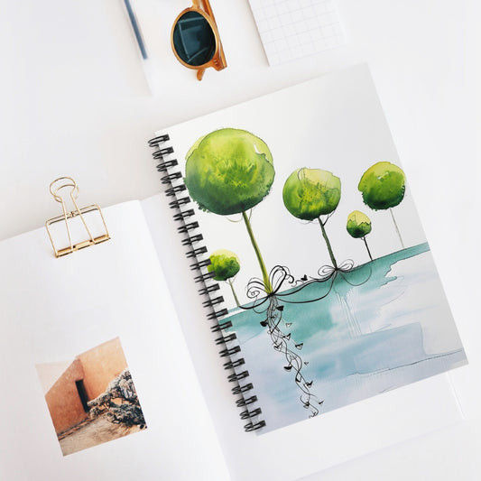 Whimsical Romantic Tree Notebook – Watercolor Forest with Heart Ribbon Design | Spiral Journal for Dreamers & Nature Lovers | Artistic Journal for Creatives | Gift for Writers | School Supplies | Teen Girl Must Have