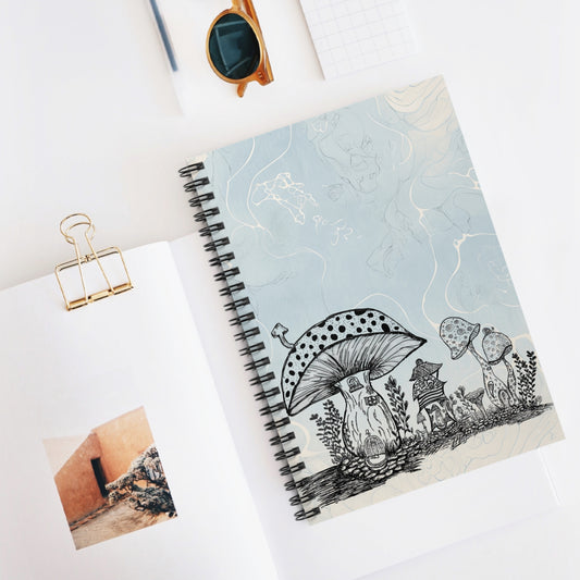 Mushroom Village Spiral Notebook | Nature Lovers Journal | Mushroom Hunting | Gift for Students | Artistic Sketchbook | Mushroom Decor