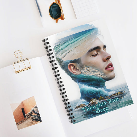 “Thoughts Run Deep” Brain Dump Notebook for Anxiety, ADHD, and Stress Relief – Ocean-Inspired Journal for Mental Clarity