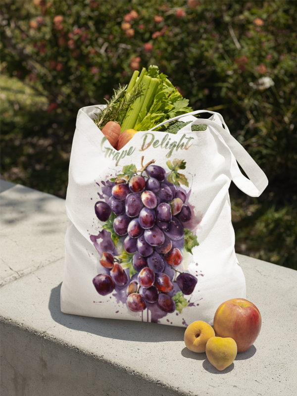 Grape Delight Tote Bag | Reusable Shopping Bag | Eco-Friendly Gift | Summer Accessory | Wine Lover's Tote | Gardening Bag | Foodie Tote