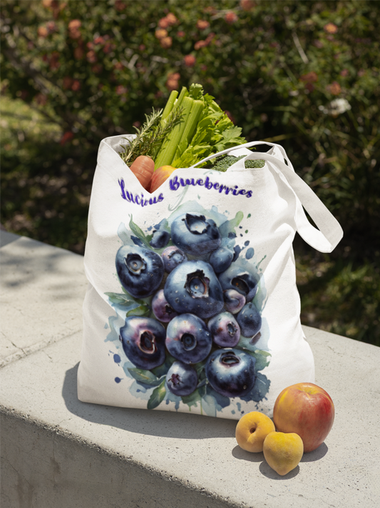 Lucious Blueberries Tote Bag | Cute Grocery Tote | Summer Vibes Bag | Eco-Friendly Shopping Tote | Fun Gift for Fruit Lovers | Foodie Tote