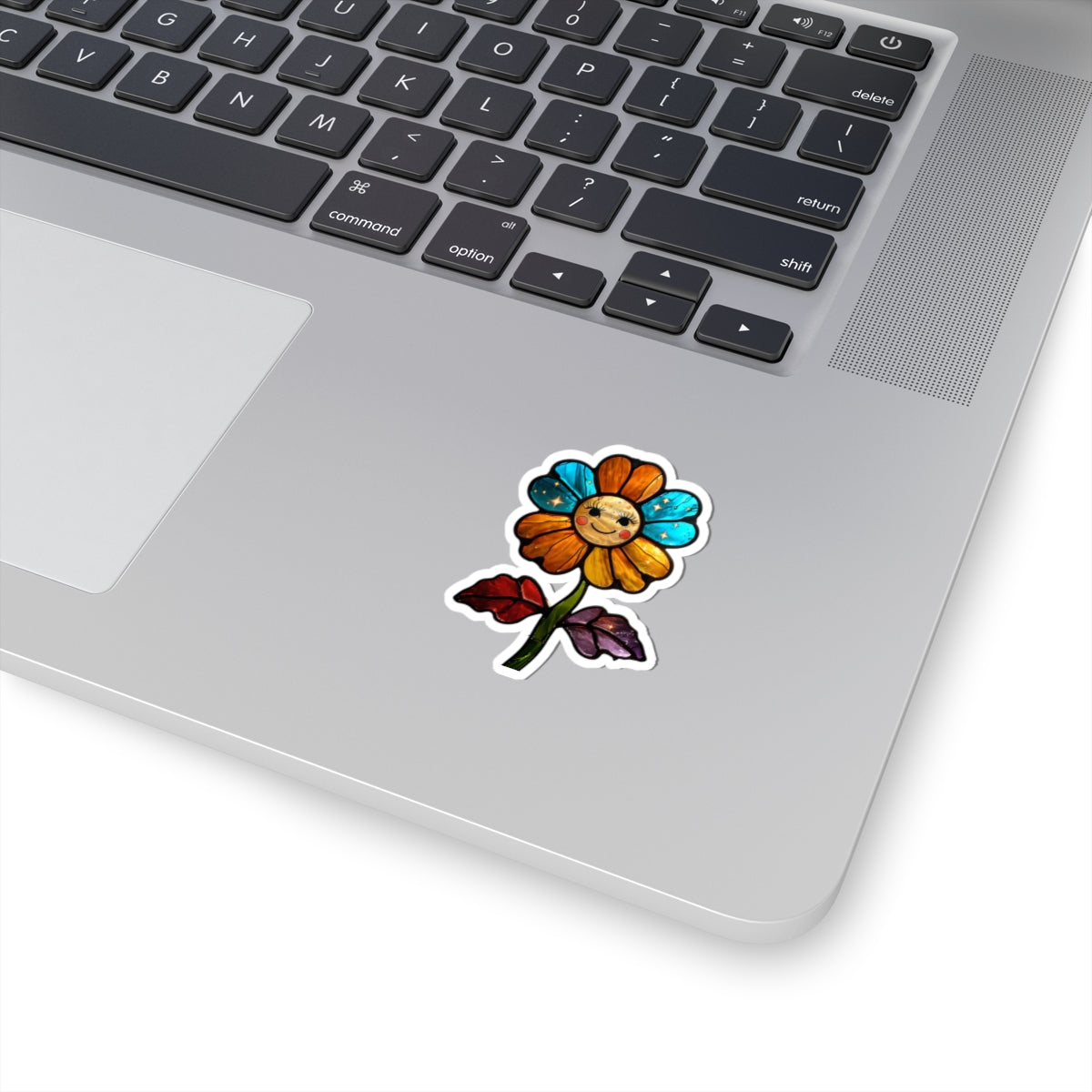 Cheerful Stained Glass Flower Kiss-Cut Sticker | Cute Floral Decals for Water Bottle, Laptops, Planners, Kids' Crafts, Gifts and Party Favors