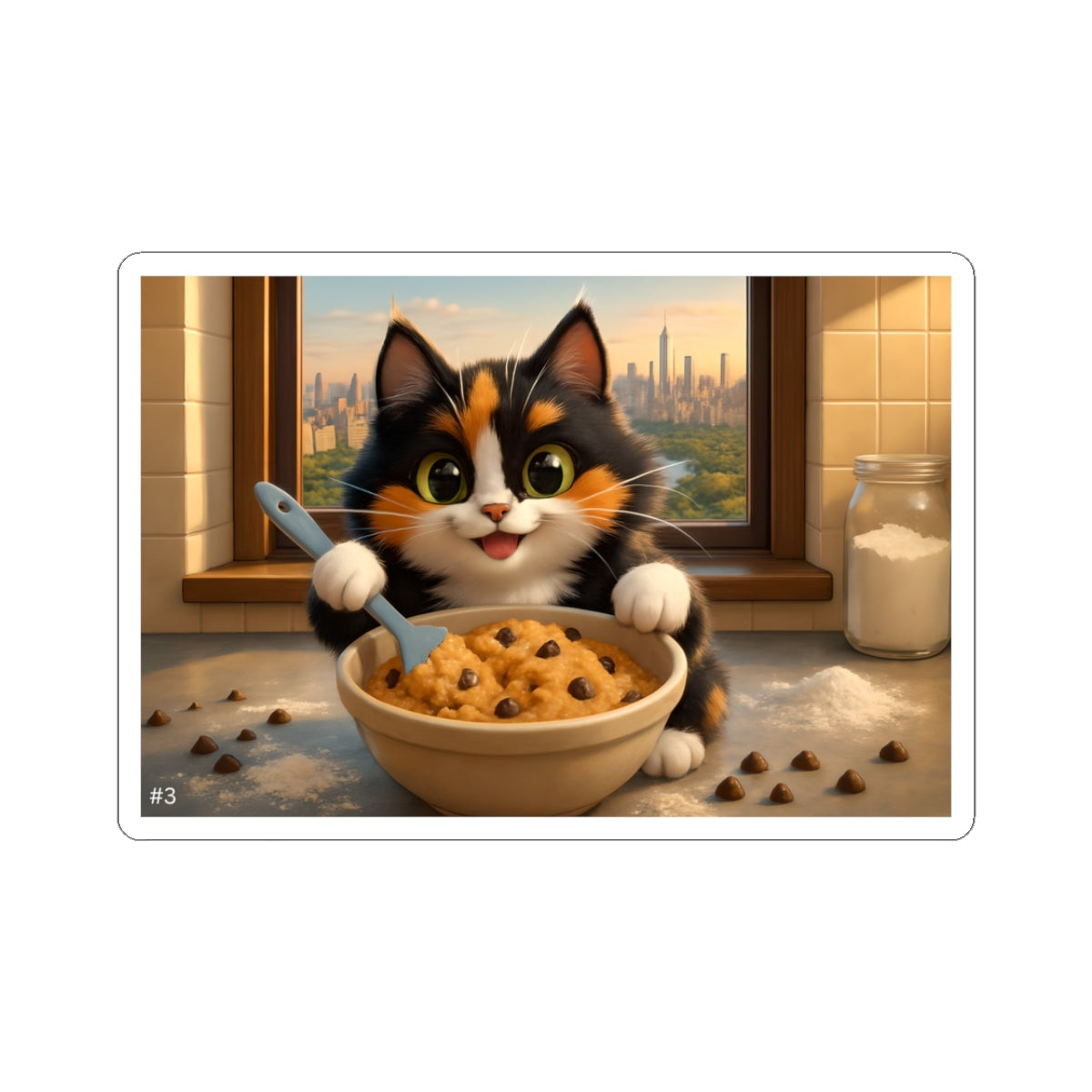 Gizmo's NYC Baking Adventures Kiss-Cut Sticker #3 | Pet Lover Decor | Laptop Décor | Gift for Cat Lovers | Stationery | Scrapbooking | Homeschooling