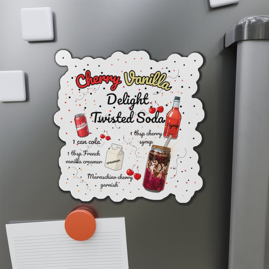 Cherry Vanilla Delight Twisted Soda Recipe Magnet | Fun Fridge Decor for Dirty Soda Lovers | Moms-On-The-Go | Dorm Accessory | Gen Z Must Have