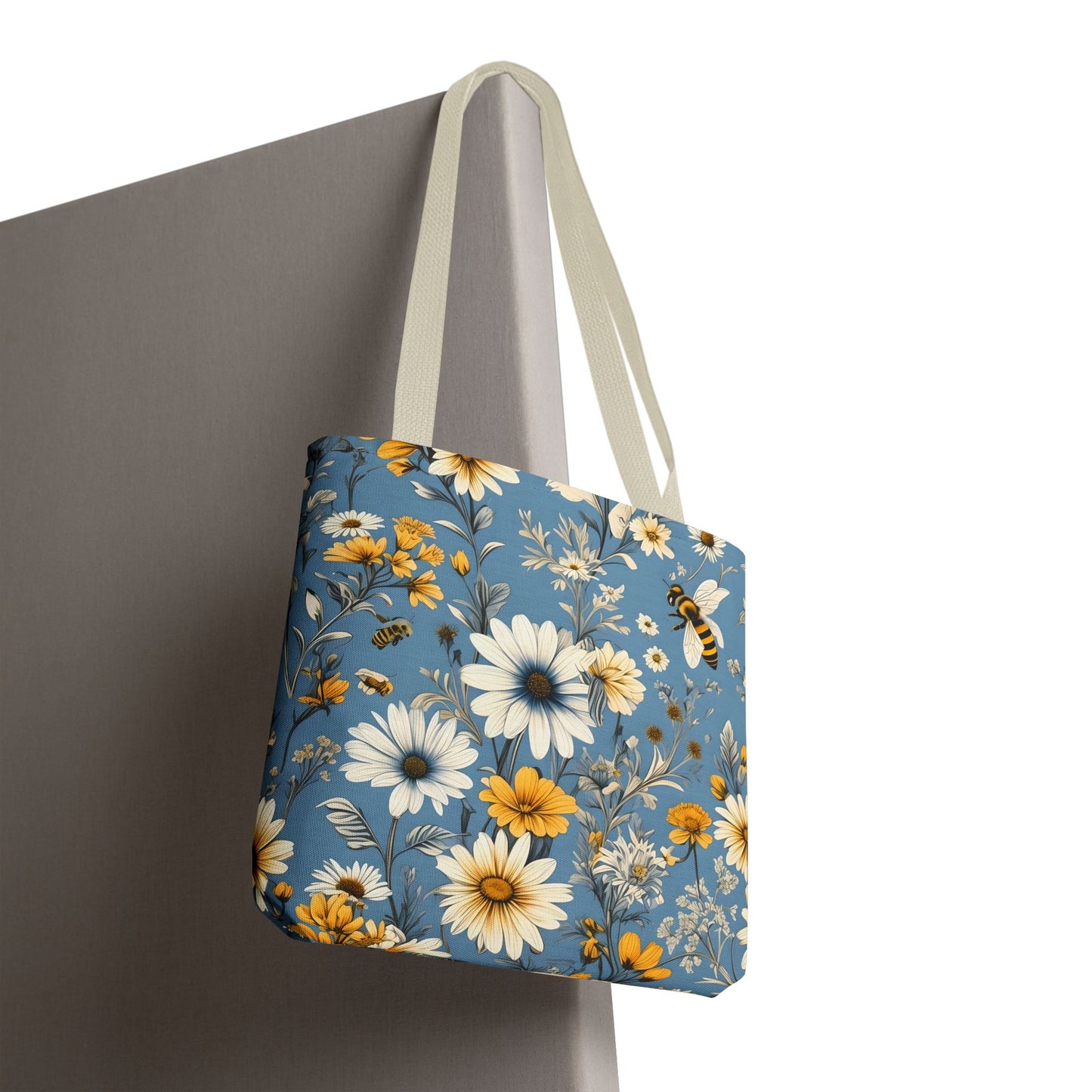 Floral Bee Tote Bag | Eco-Friendly Shopping Bag | Bee Lover Gift | Flower Print Satchel | Everyday Bag | Summer Accessory | Reusable Tote