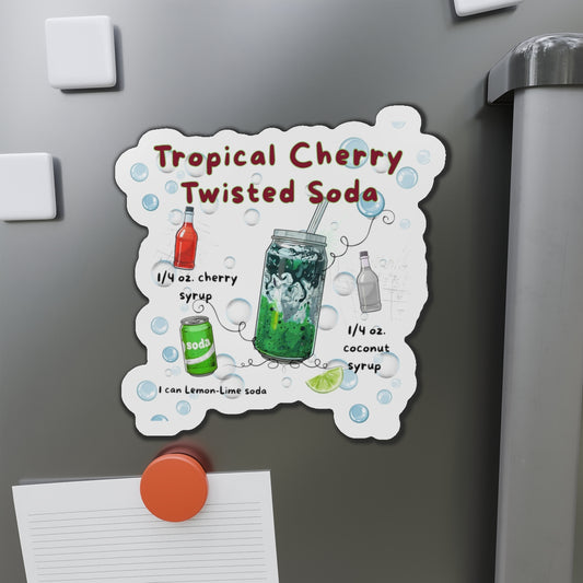 Tropical Cherry Twisted Soda – Your Recipe to Twisted Soda Bliss | Fun Gift for Soda Lovers | Retro Fridge Magnet | Gen Z & Busy Mom Must Have