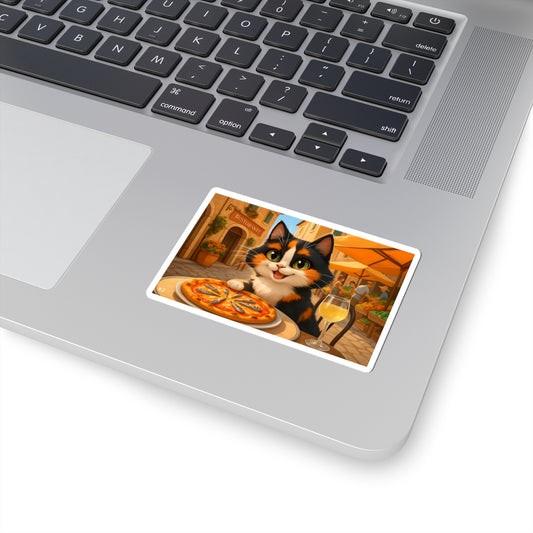 Gizmo's Italy Pizza Adventure Kiss-Cut Sticker #2 | Pet Lover Decor | Laptop Décor | Gift for Cat Lovers | Stationery | Scrapbooking | Homeschooling | World Travel