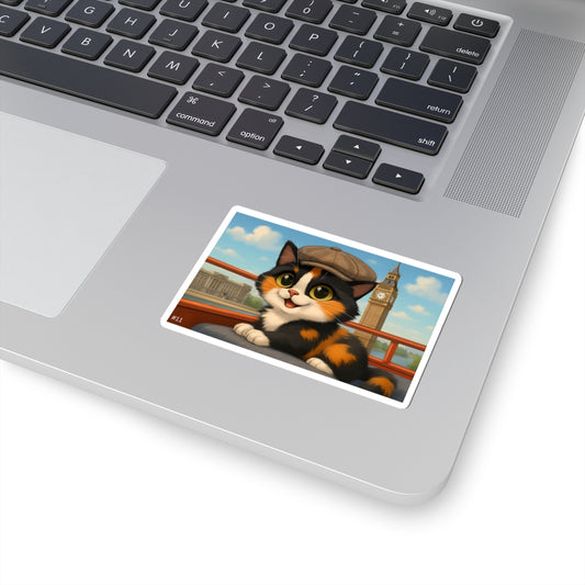 Gizmo's London, England Adventures Kiss-Cut Sticker #11 | Pet Lover Decor | Laptop Décor | Gift for Cat Lovers | Stationery | Scrapbooking | Homeschooling | World Travel