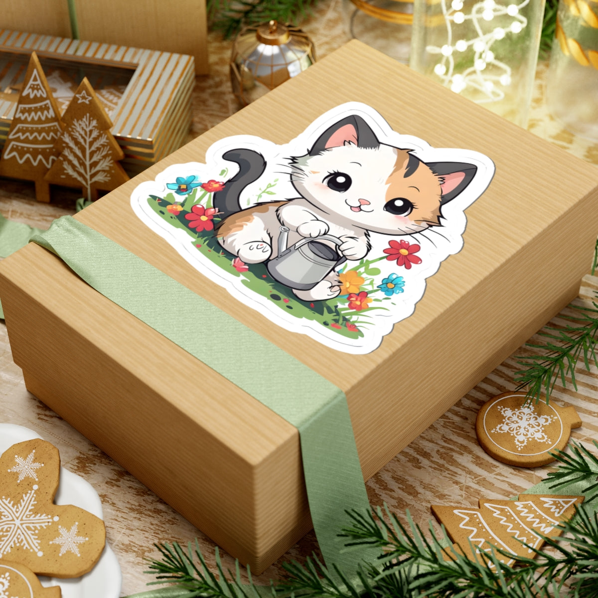 Cute Gardening Cat Kiss-Cut Stickers | Nature Lover Stickers | Cat Enthusiast Decor | Homeschooling | Scrapbooking