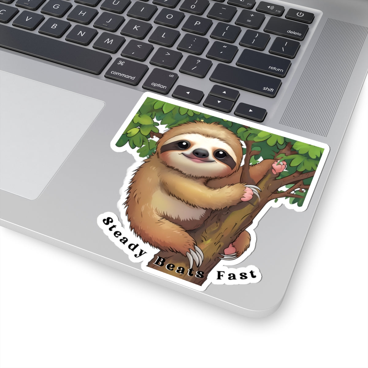 "Steady Beats Fast" Sloth  Kiss-Cut Sticker | Cute Motivational Animal Decal for Kids, Teachers & Homeschool Classrooms | Back-to-School Supplies