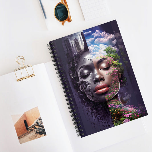 Dual Mind Creative Notebook – Afrocentric Art Cover for Journaling | Sketching | Writing & Self-Expression | Spiritual Journal