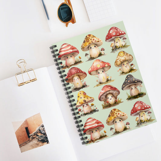 Whimsical Mushroom Notebook | Cute Forest Fungi Spiral Journal | Cute Cottagecore Journal | Back to School Stationery for Kids & Teens | Nature Lovers | Journaling | Gift | Stationery