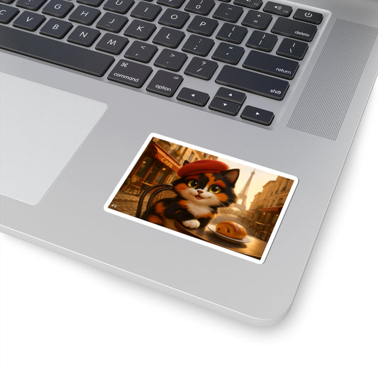 Gizmo's Paris Adventure Kiss-Cut Sticker #4 | Pet Lover Decor | Laptop Décor | Gift for Cat Lovers | Stationery | Scrapbooking | Homeschooling | World Travels